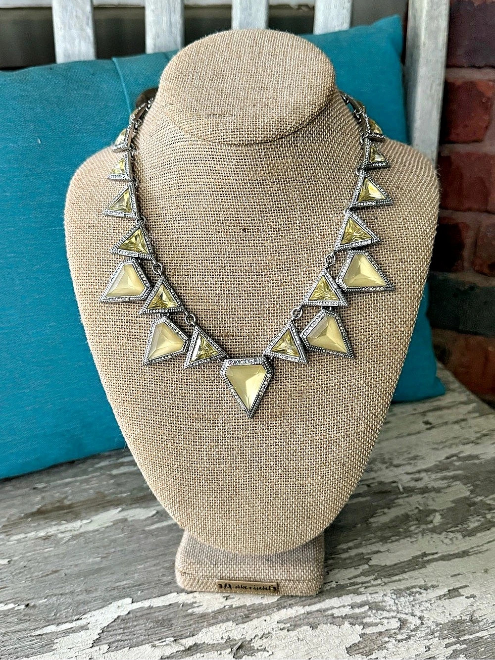 Chloe + Isabel Geometric Silver, Ivory and Yellow Statement Necklace